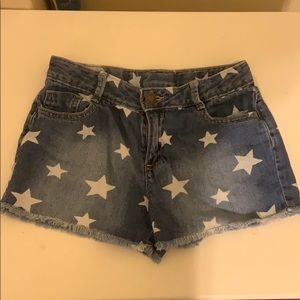 Star-print Denim Shorts